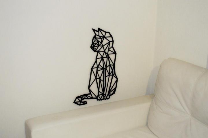 Laser Cut Cat Polygon Art Wall Decor 3D Sculpture Art DXF File
