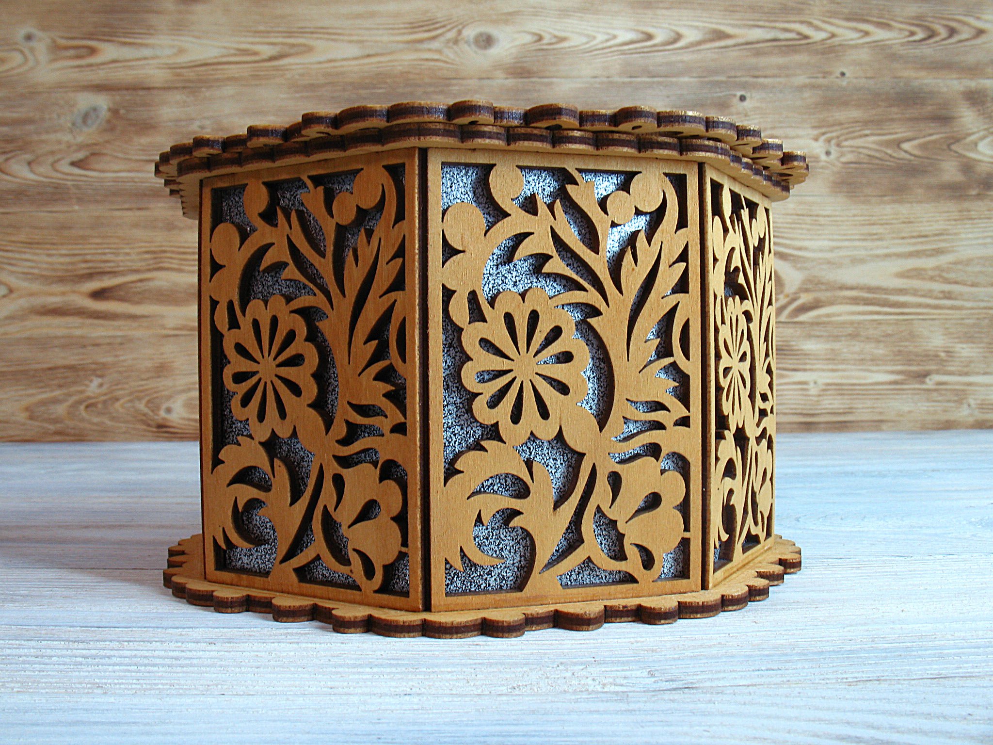 Laser Cut Wooden Decorative Octagon Gift Box Jewelry Storage Box Free Vector