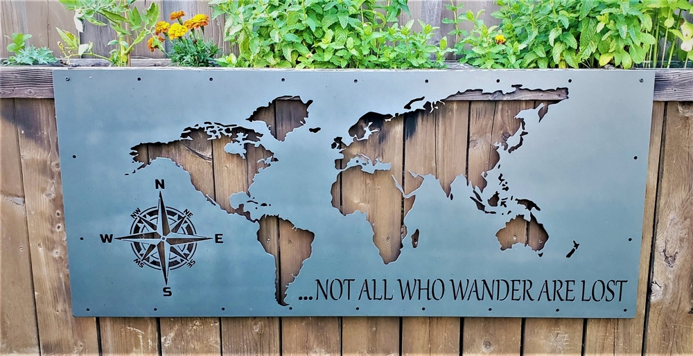 Laser Cut World Map Not All Who Wander Are Lost DXF File