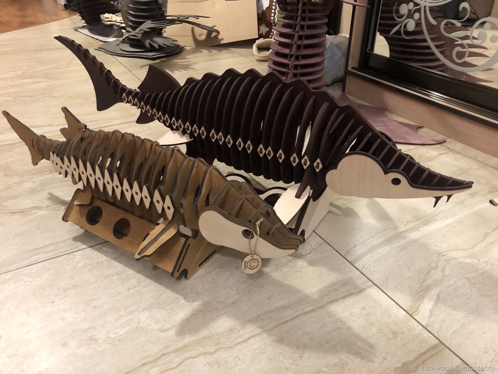 Laser Cut Minibar Sturgeon Fish Free Vector