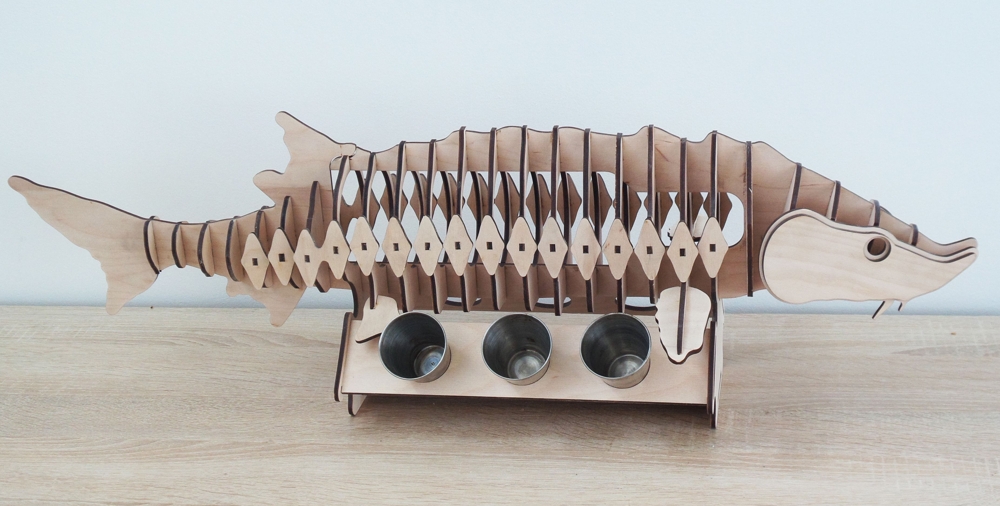 Laser Cut Minibar Sturgeon Fish Free Vector