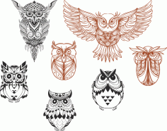 Owl designs collection Vector Art Free Vector