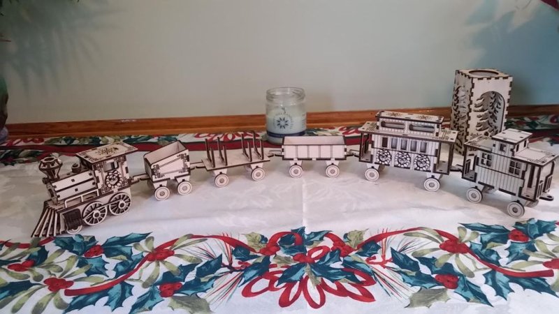 Laser Cut Christmas Train SVG File Free Download - 3axis.co - 3D model önizlemesi