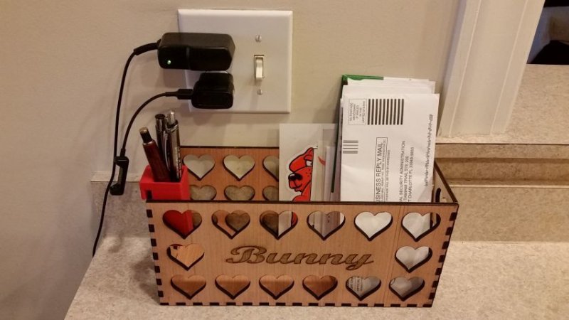 Laser Cut Heart Mailbox (4.5mm plywood) Free Vector Download - 3axis.co - 3D model önizlemesi