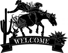 Cowboy Welcome Sign dxf File