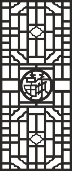 Chinese style screen decoration vector dxf File