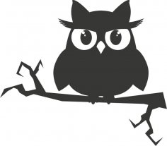 Owl on a branch sticker vector Free Vector