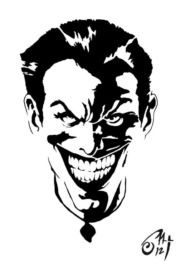 Black and white Joker Stencil vector dxf File Free ...