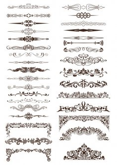Ornate Vintage Borders and Rule Lines Free Vector