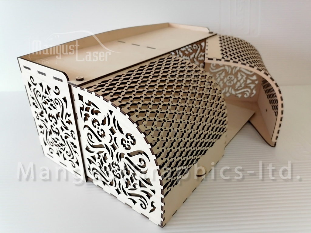 Laser Cut Wood Bread Box With Front Opening Doors Free Vector