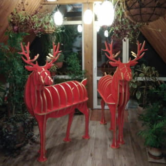 Laser Cut Christmas Reindeer Figurines Large Deer Statues Shelf Free Vector