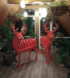 Laser Cut Christmas Reindeer Figurines Large Deer Statues Shelf Free Vector