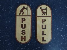 Laser Cut Push Pull Door Signs Free Vector