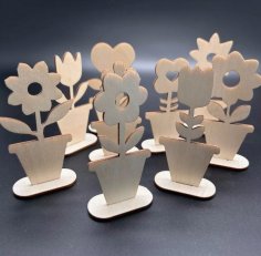 Laser Cut Flower Pot Decor DXF File