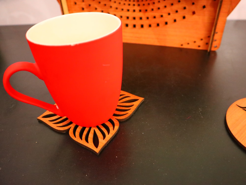 Laser Cut Floral Tea Cup Coasters DXF File