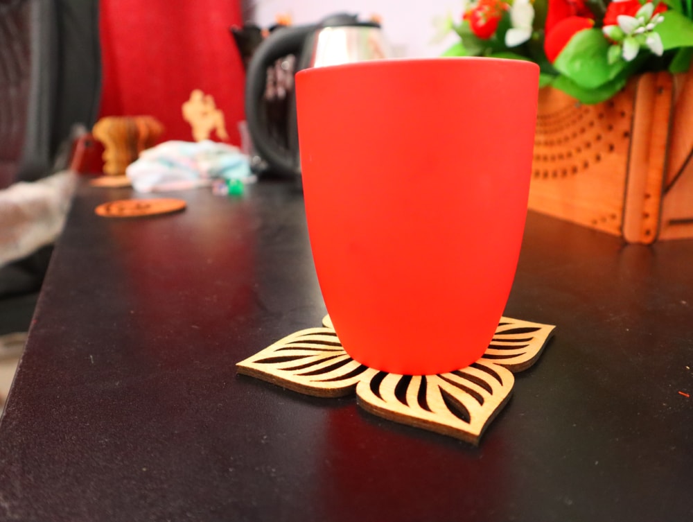 Laser Cut Floral Tea Cup Coasters DXF File