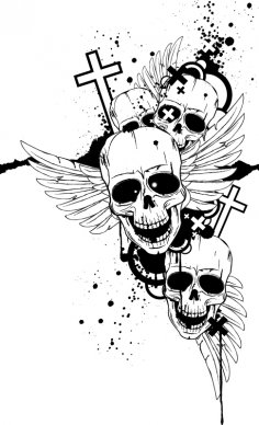 Black and White Image With Skulls Free Vector
