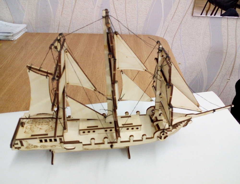 Laser Cut Merchant Ship Sailing Boat Free Vector