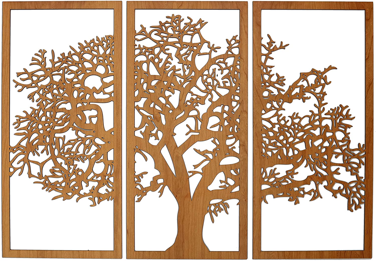 Laser Cut Tree Of Life 3 Panel Wood Wall Art Free Vector