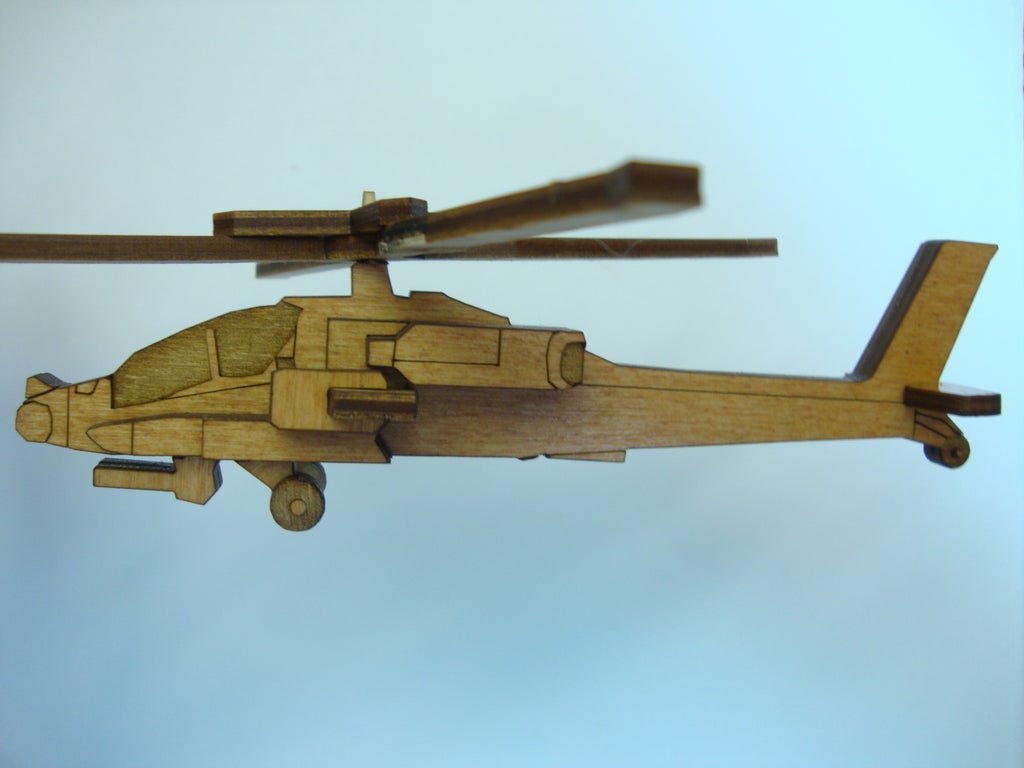 Laser Cut Apache Helicopter Free Vector