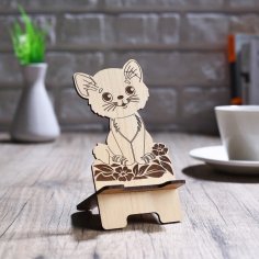 Laser Cut Engraving Sitting Cat Free Vector