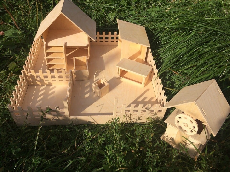 Laser Cut Wooden Toy Farm House Free Vector cdr Download - 3axis.co - 3D model önizlemesi