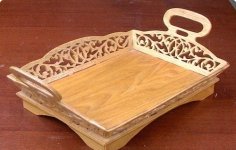 Laser Cut Decorative Tray with Handles Template Free Vector