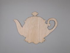 Laser Cut Wooden Kettle Shape Teapot Cutout Free Vector