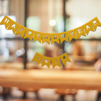 Laser Cut Happy New Year Bunting Banner Free Vector