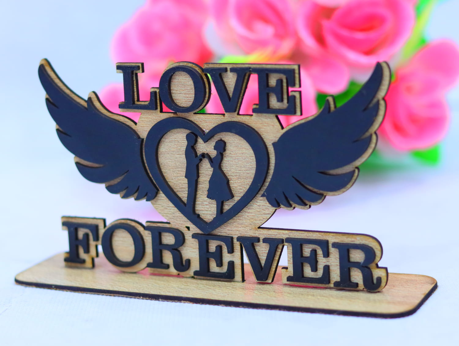 Laser Cut Love Forever Valentine’s Day Decor Free Vector