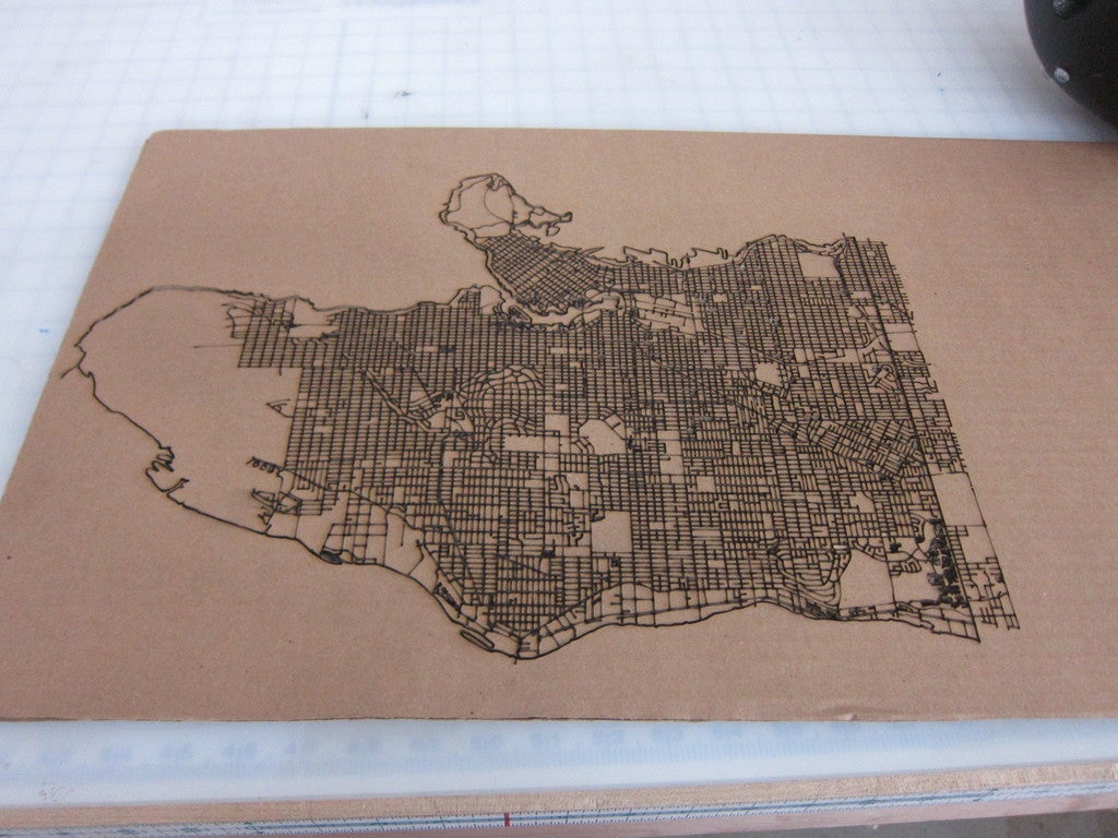 Laser Cut Engraved Wooden Vancouver Map DXF File