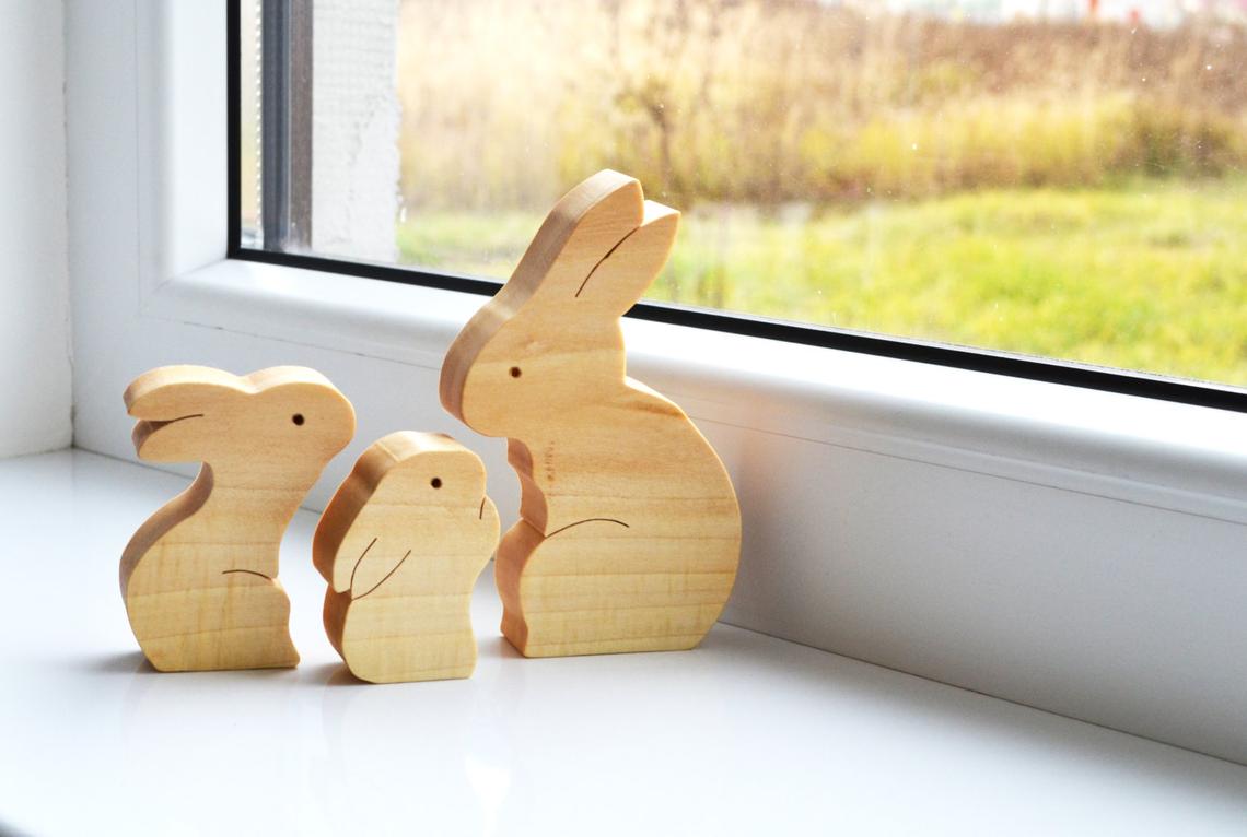 Laser Cut Wooden Bunny Puzzle Bunny Family Easter Kids Gift Toys Free Vector