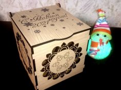Laser Cut Wooden Gift Box With Lid For Christmas Wedding Free Vector