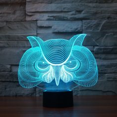 Laser Cut Owl 3D Illusion Desk Lamp Acrylic Night Light Free Vector