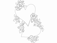 Heart and Flowers dxf File